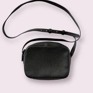 J Crew Simple Small Black Leather Crossbody Bag